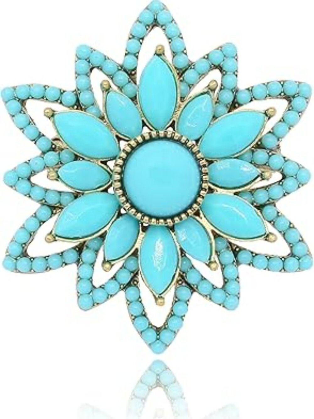 New Turquoise Western Cowgirl Oval Floral Fashion Brooch Pin Elegant Classy Boho